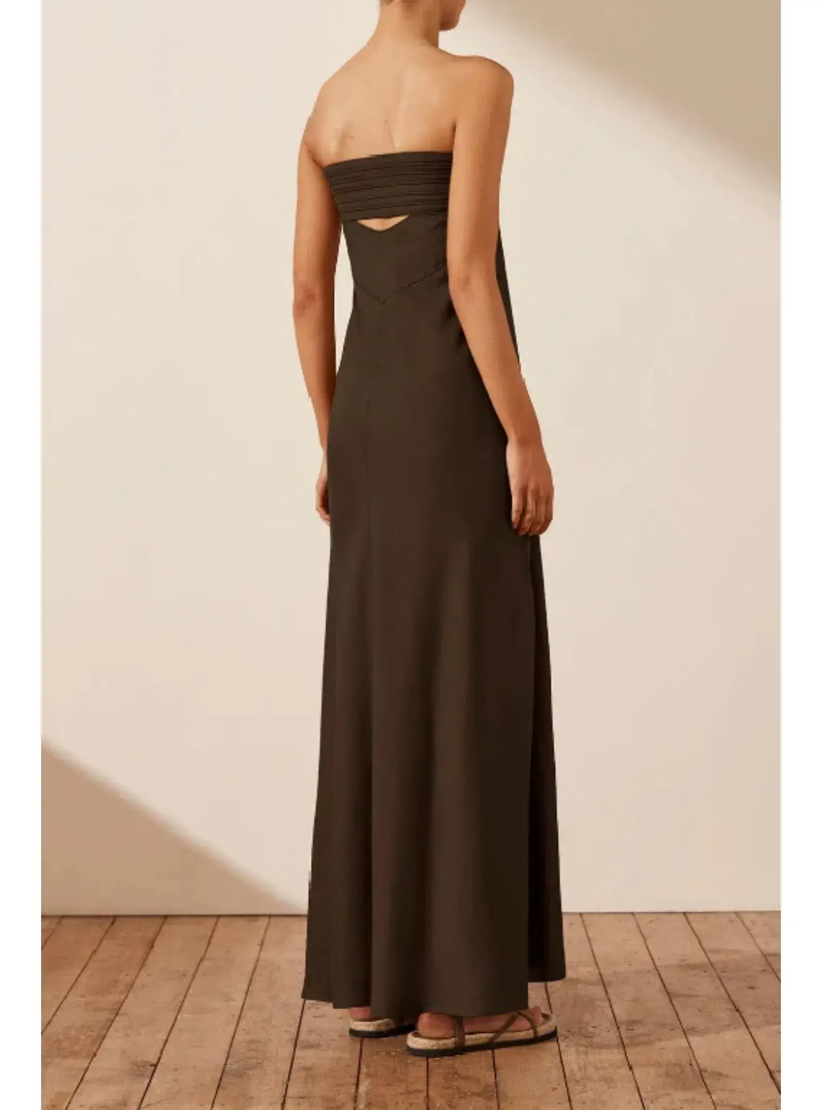 Shona Joy Corded Strapless Maxi Dress Brown Size AU 8 - Image 3