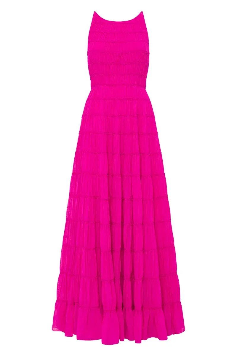 Aje Rosewood Ruched Maxi Dress Magenta Size 10 - Image 4