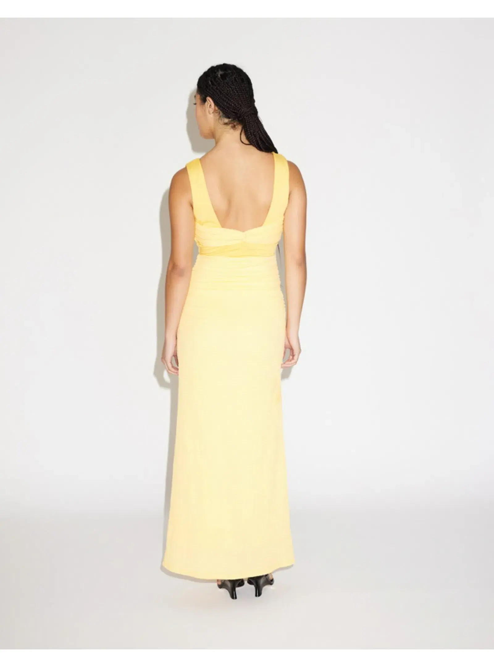 Lover Samara Scoop Neck Twist Front Dress  Lemon Yellow Size AU 8 - Image 3