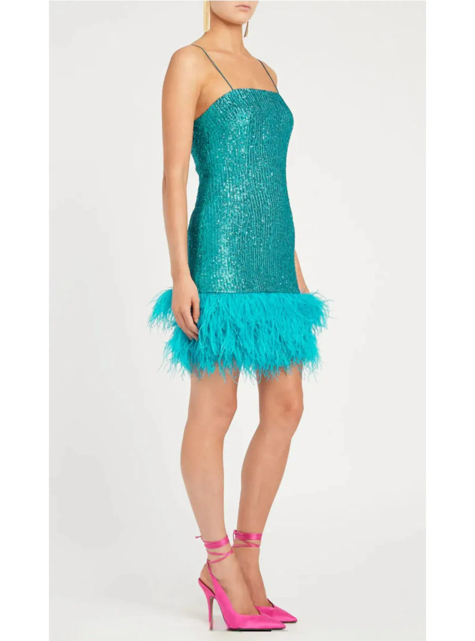 Rebecca Vallance Missing Hours Mini Dress Turquoise Size AU 14  - Image 2