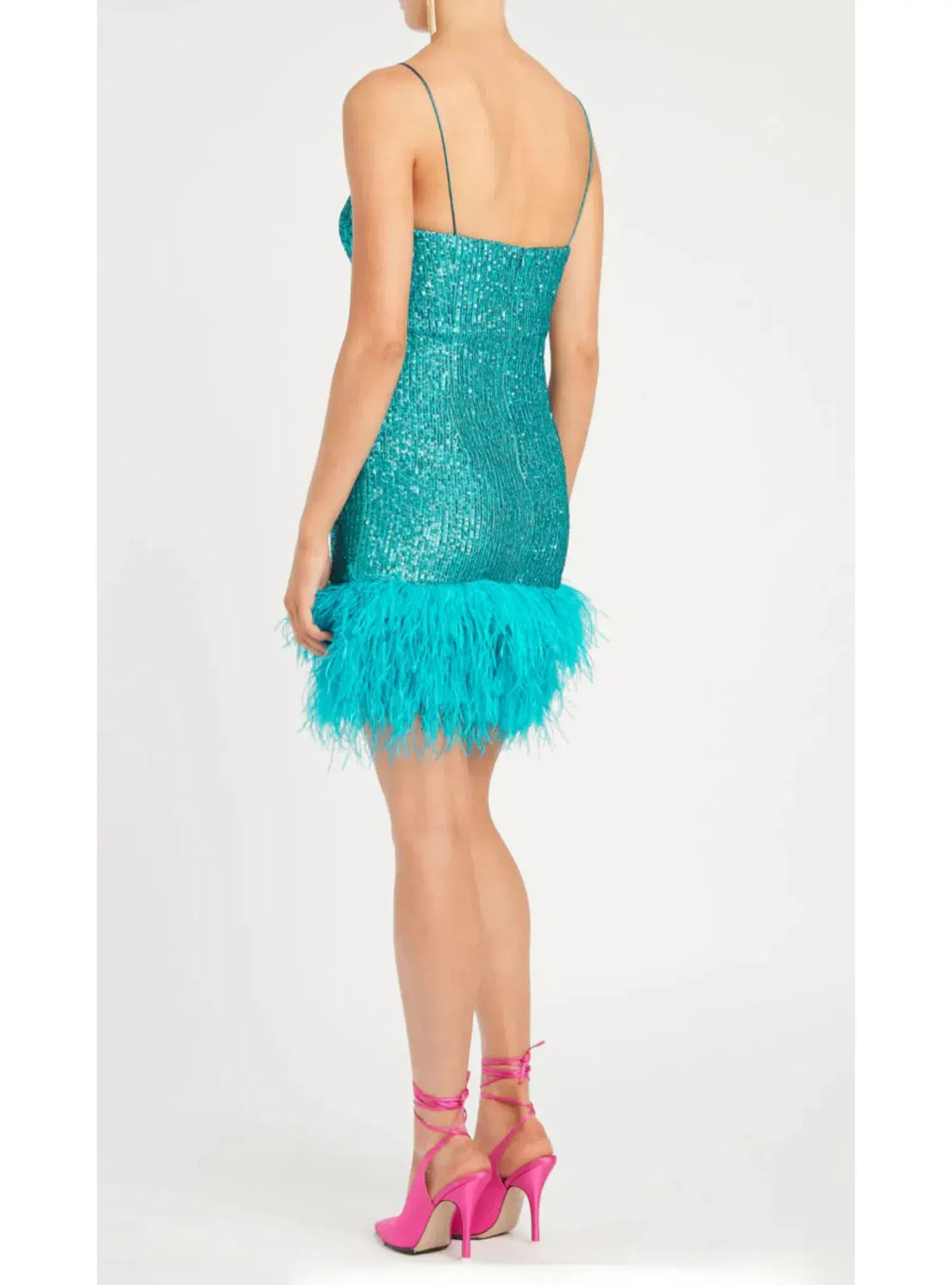 Rebecca Vallance Missing Hours Mini Dress Turquoise Size AU 14  - Image 3