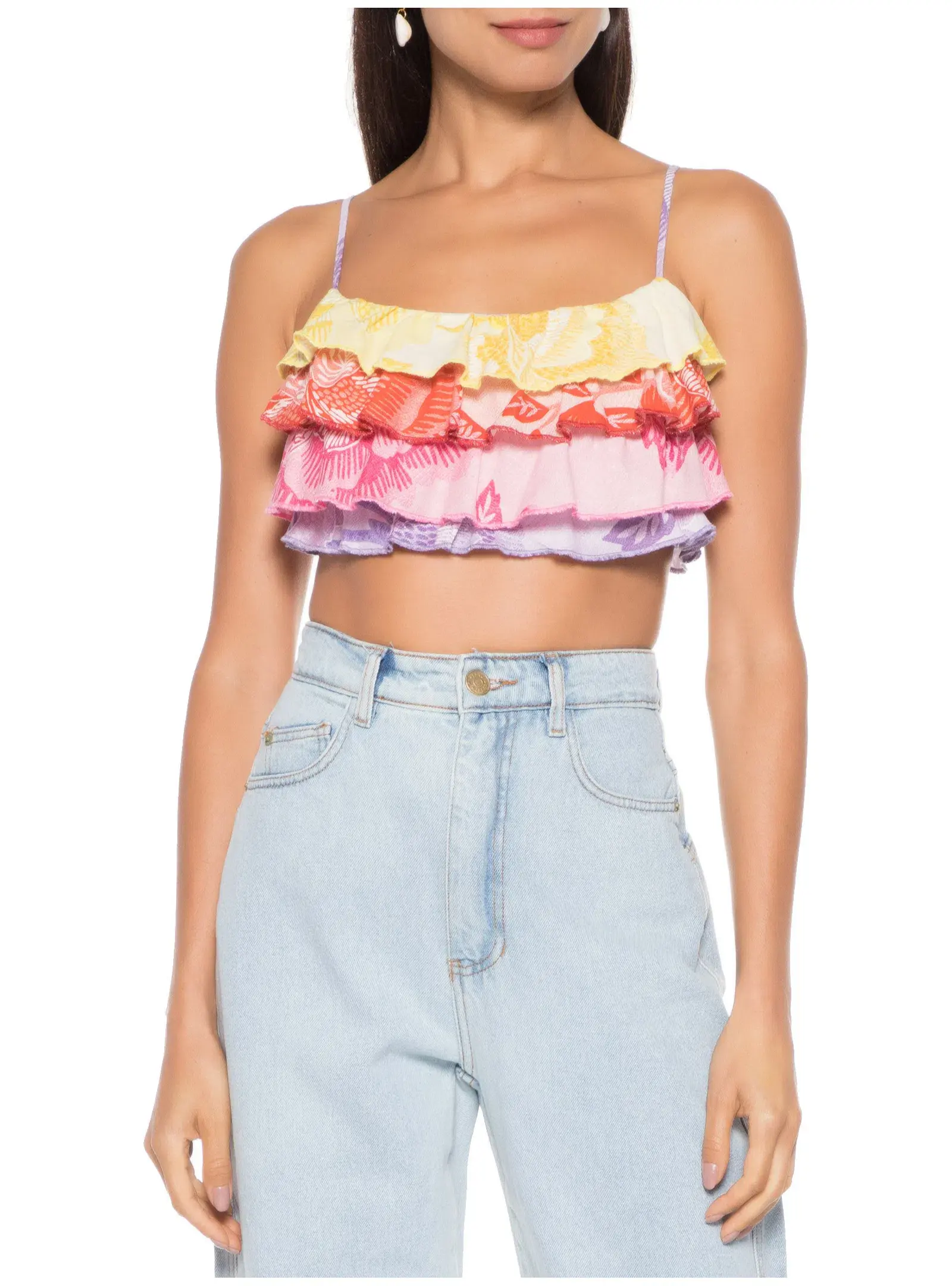 Farm Rio Flower Color Top Crop Top And Flower Colored Skirt Set Print Size S / AU 8 - Image 2
