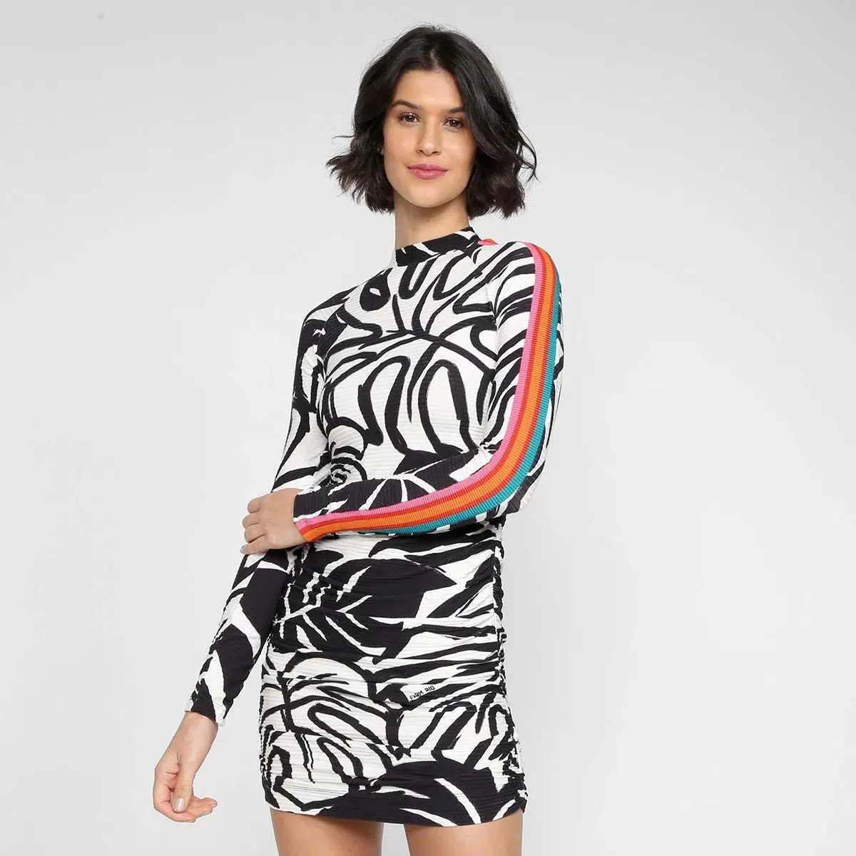 Farm Rio Mini Bodycon Dress Black And White Size M / AU 10 - Image 2