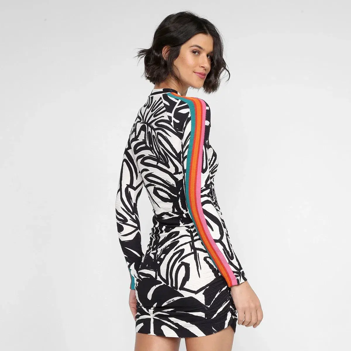 Farm Rio Mini Bodycon Dress Black And White Size M / AU 10 - Image 3