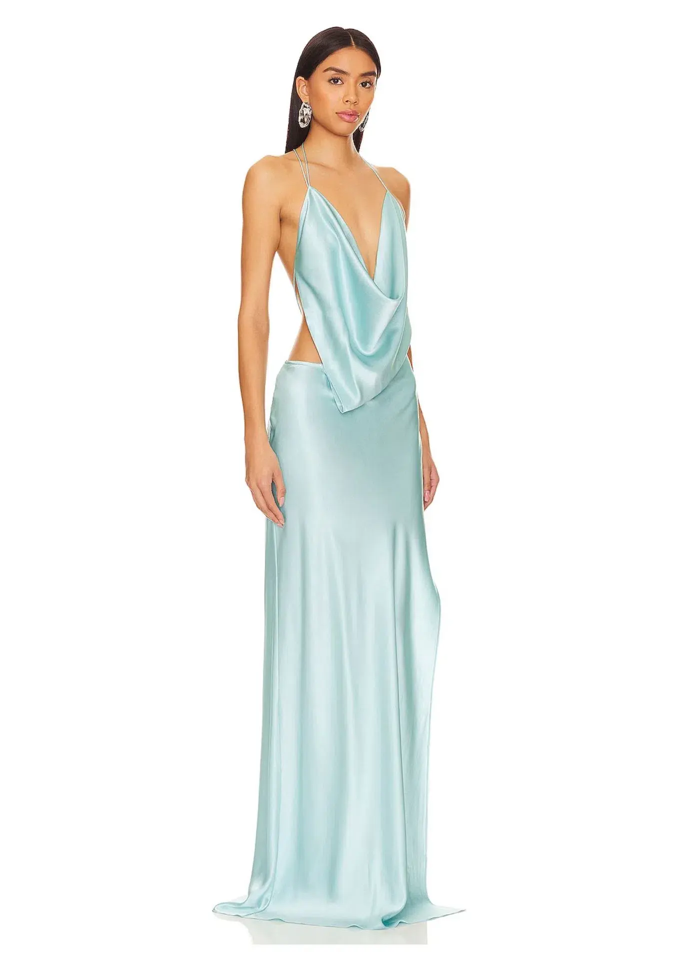 Michael Lo Sordo Iced Bias Maxi Dress Blue Size 4 - Image 1