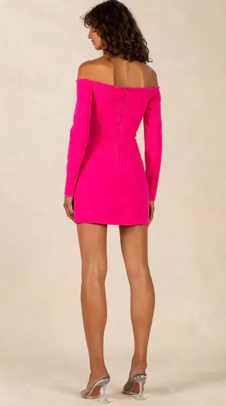 Misha Bonita Bonded Crepe Mini Dress Hot Pink Size 6 - Image 3