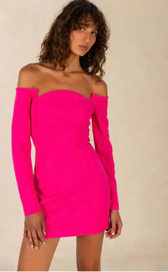Misha Bonita Bonded Crepe Mini Dress Hot Pink Size 6 - Image 2