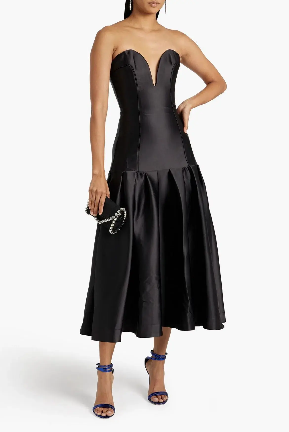 Nicholas Lumo Strapless Fluted Satin Gown Black Size US 4 / AU 8 - Image 1
