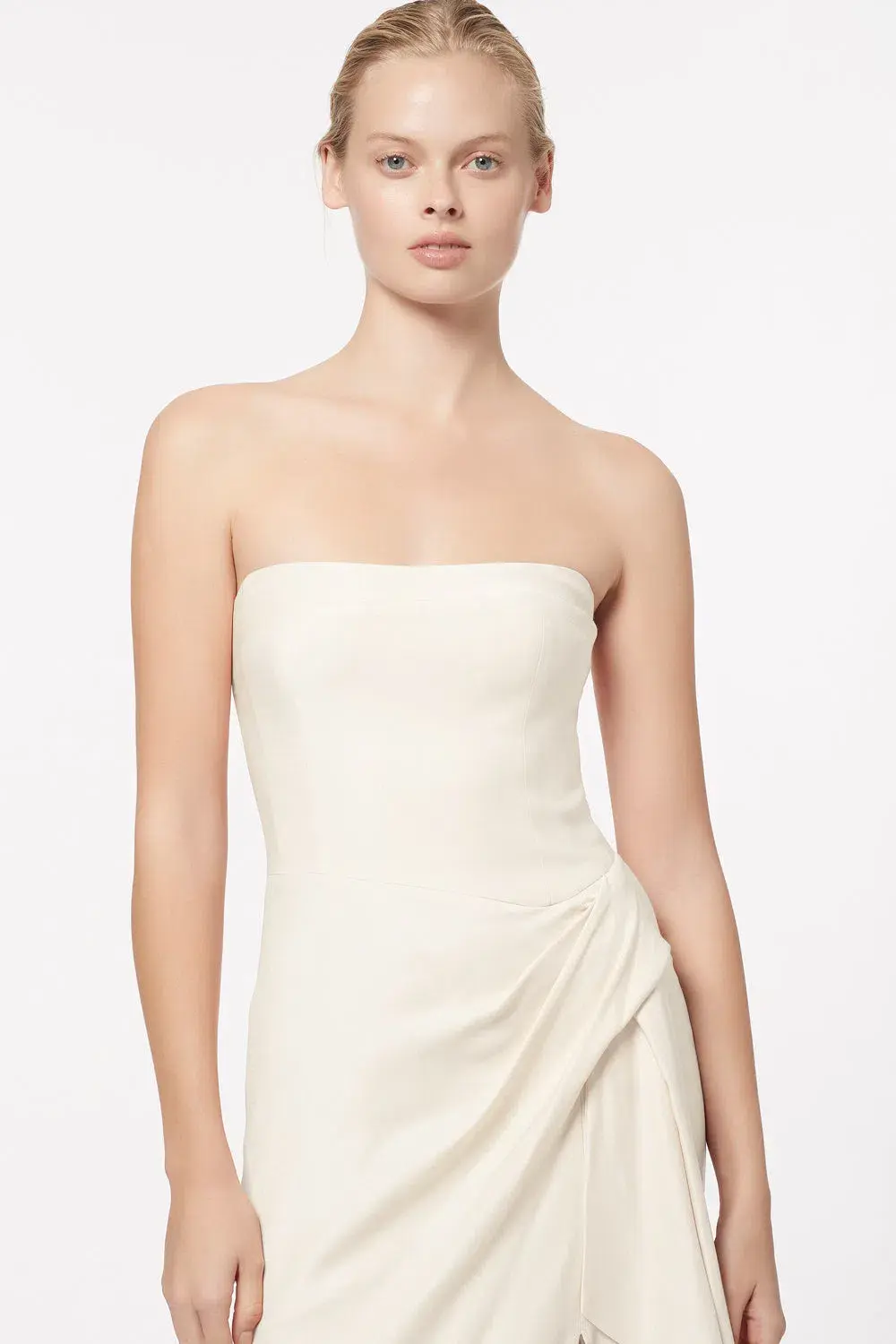 Manning Cartell Asymmetrical Games Strapless Maxi Gown in Cream Size 6  - Image 4