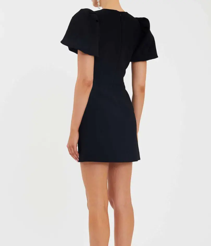 Rebecca Vallance Juliana Puff Sleeve Mini Dress Black Size 12 - Image 3