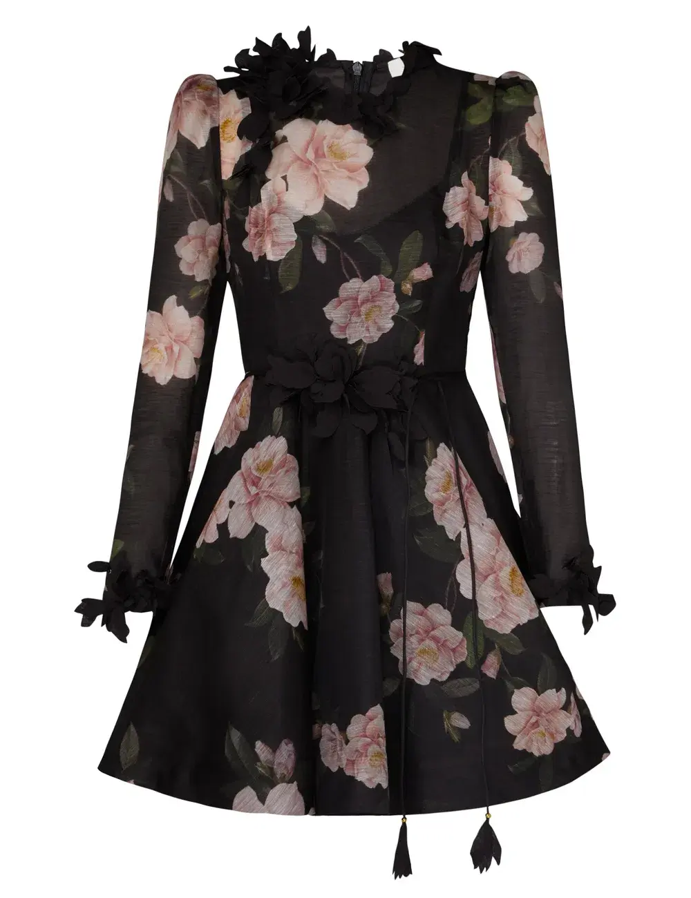 Zimmermann Natura Lift off Mini Dress in Black Camellia Size 0 / AU 8 - Image 5