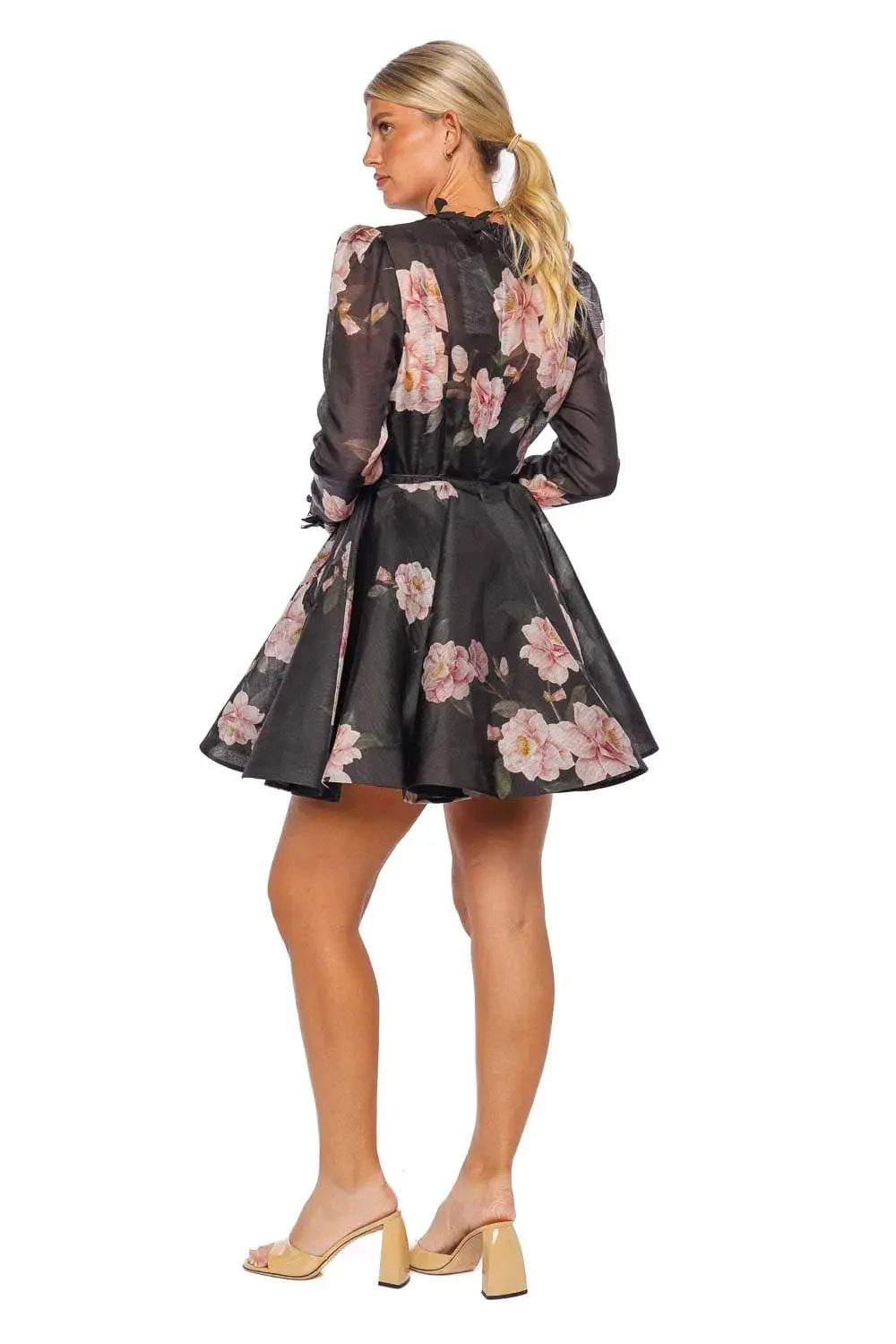 Zimmermann Natura Lift off Mini Dress in Black Camellia Size 0 / AU 8 - Image 3