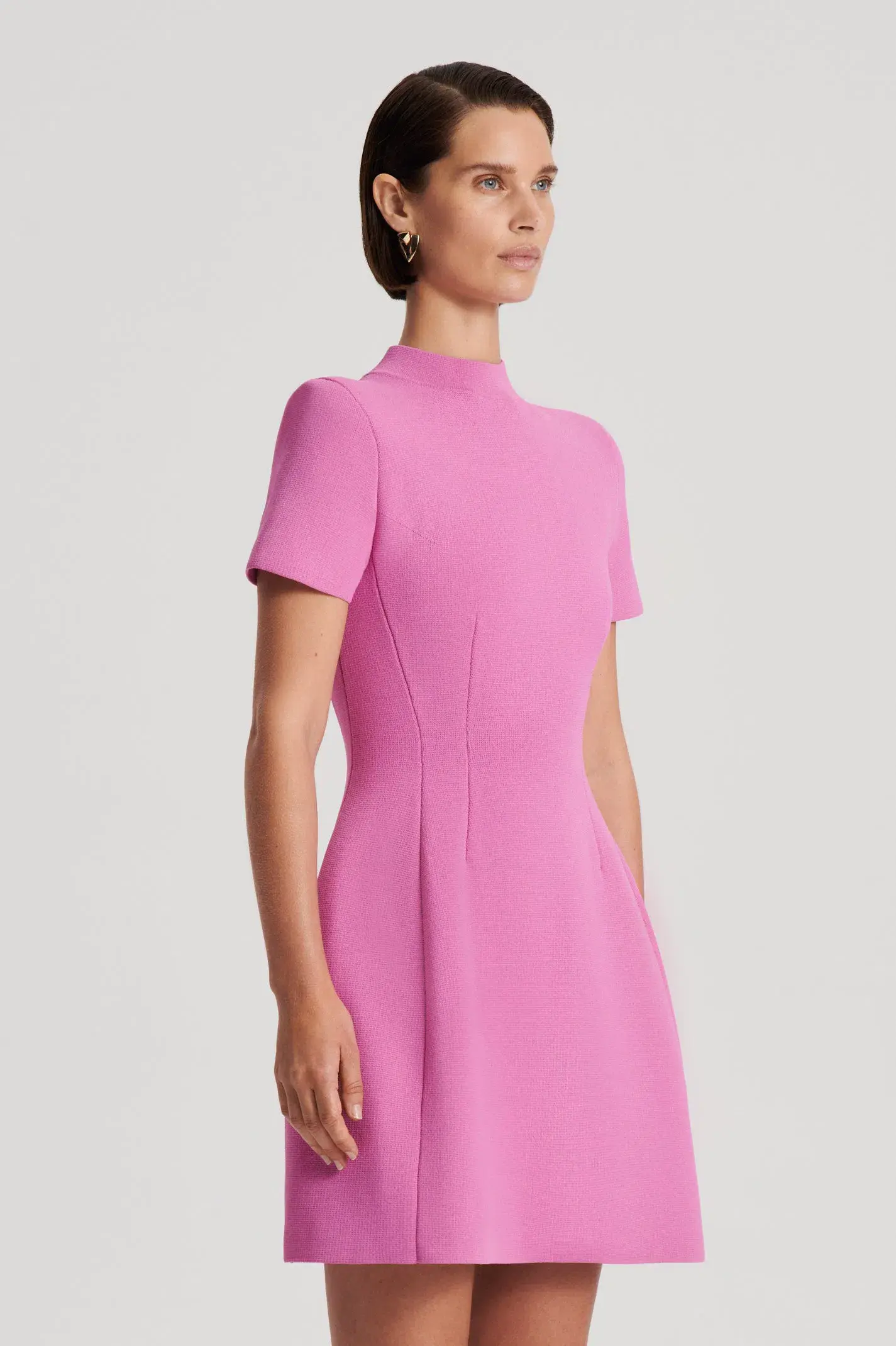 Scanlan Theodore Crepe Knit Peplum Mini Dress Peony Size XS / AU 6 - Image 2