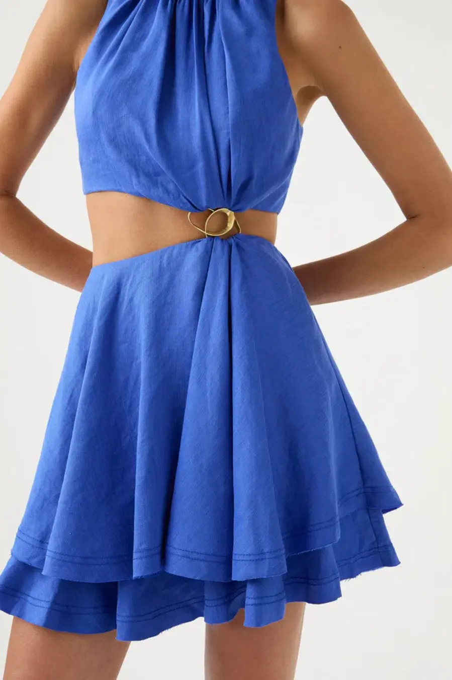 Aje Holt Cut Out Ring Mini Dress Marine Blue Size 10 - Image 2