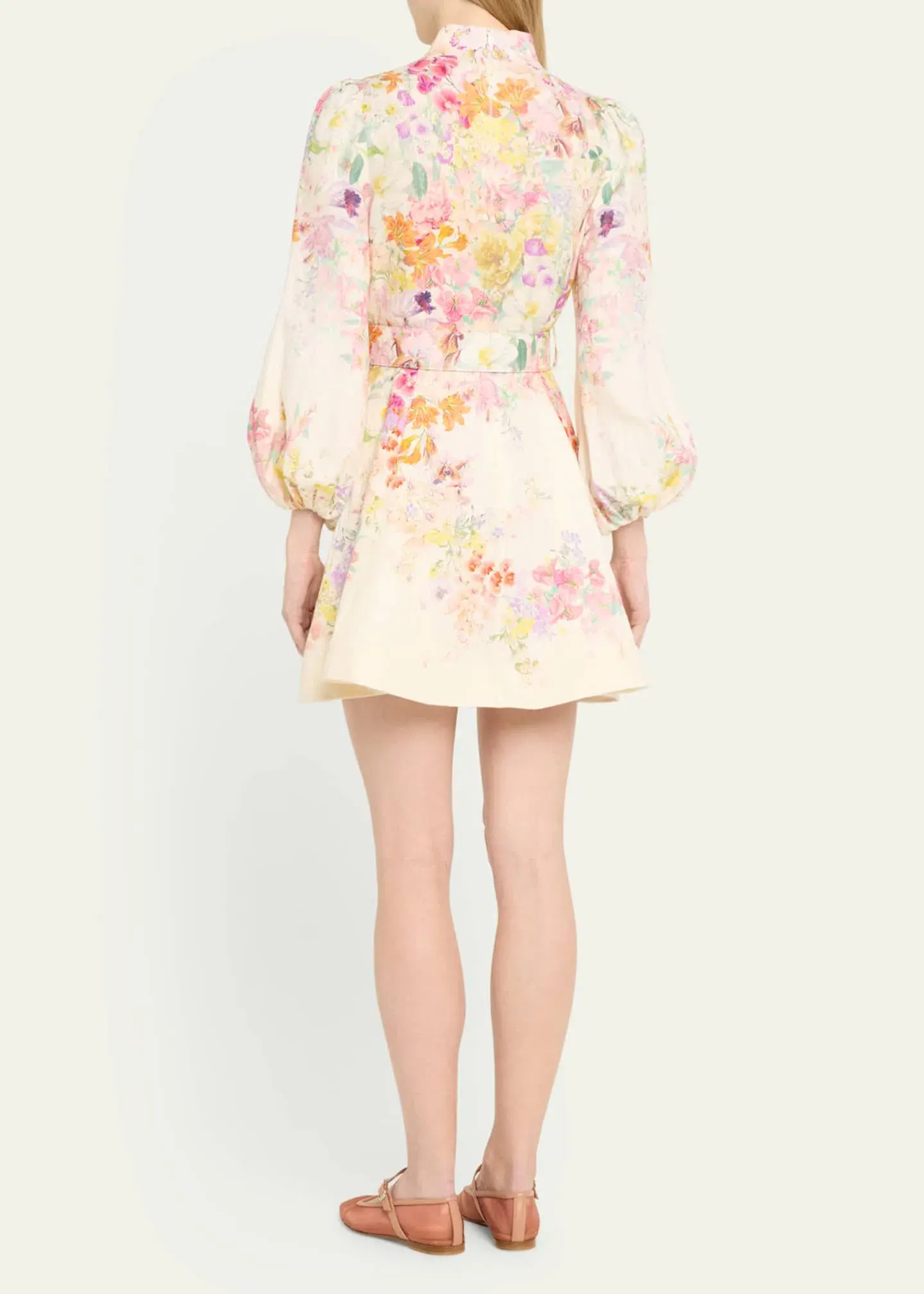 Zimmermann Natura Buttoned Mini Dress Kaleidoscope Garden Floral Size 1 / AU 10 - Image 2