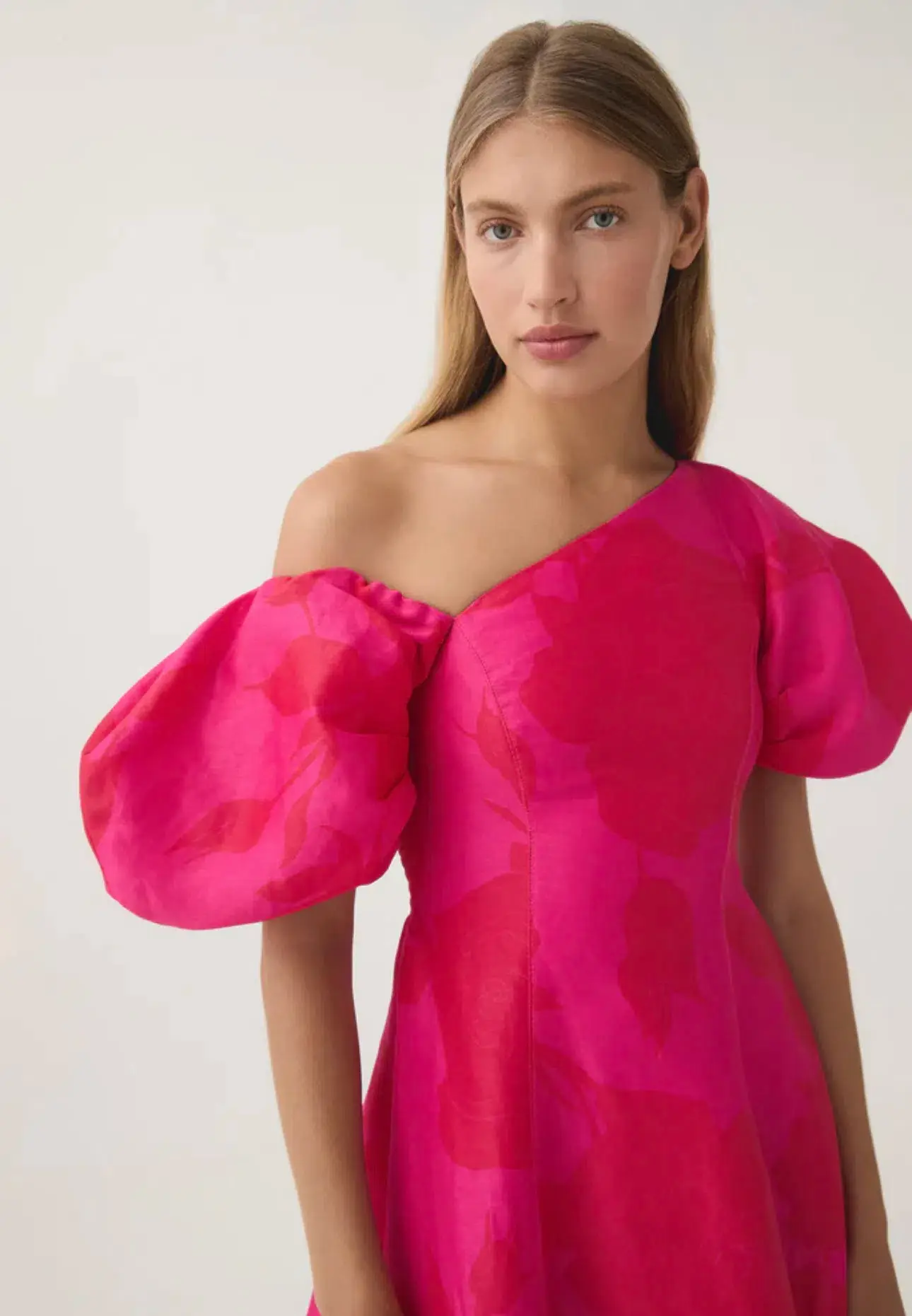 Aje Arista Tulip Sleeve Midi Dress Florescent Rose Size AU 12 - Image 4