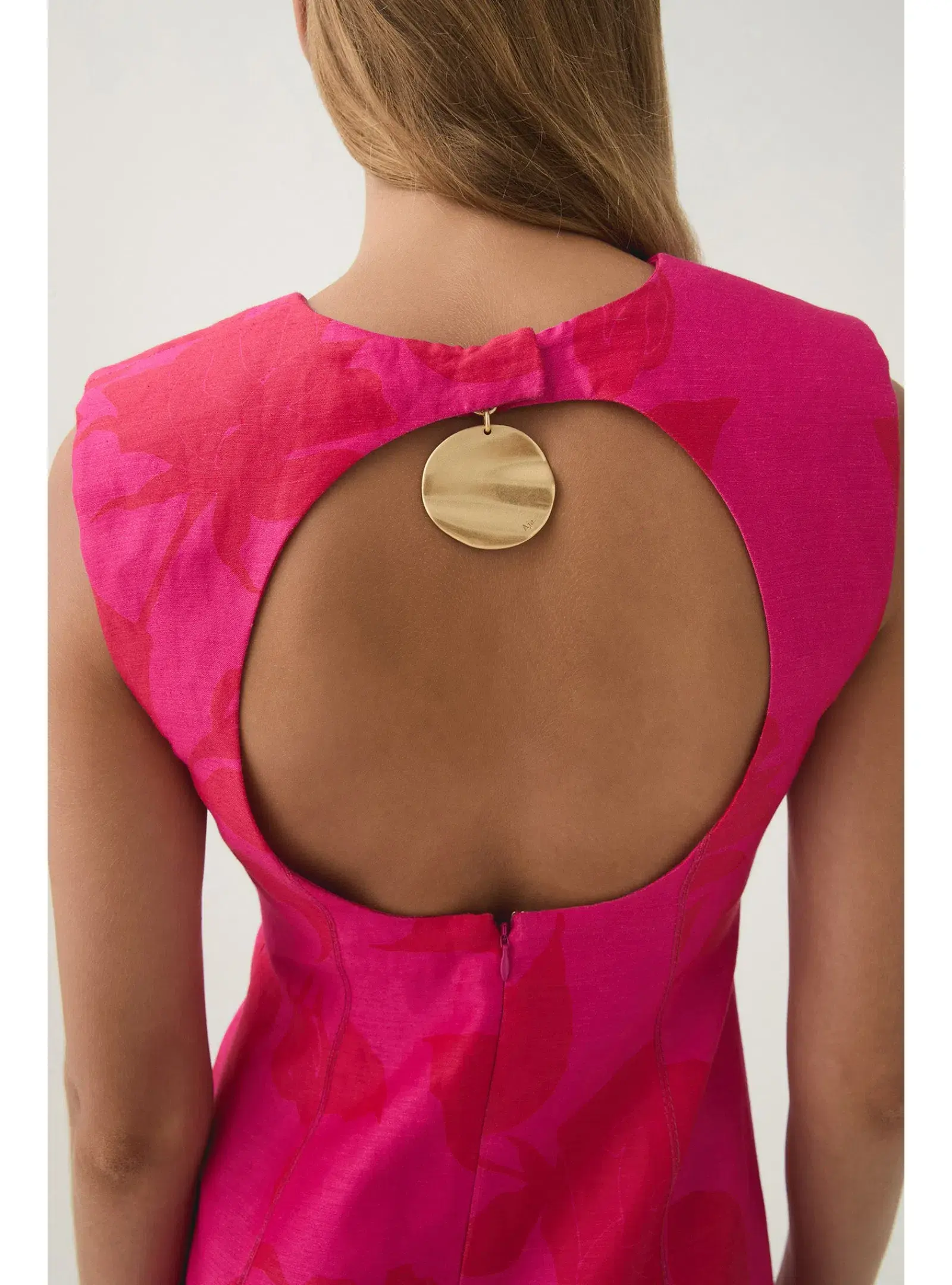 Aje Cove Pendant Mini Dress Florescent Rose Size AU 8 - Image 4
