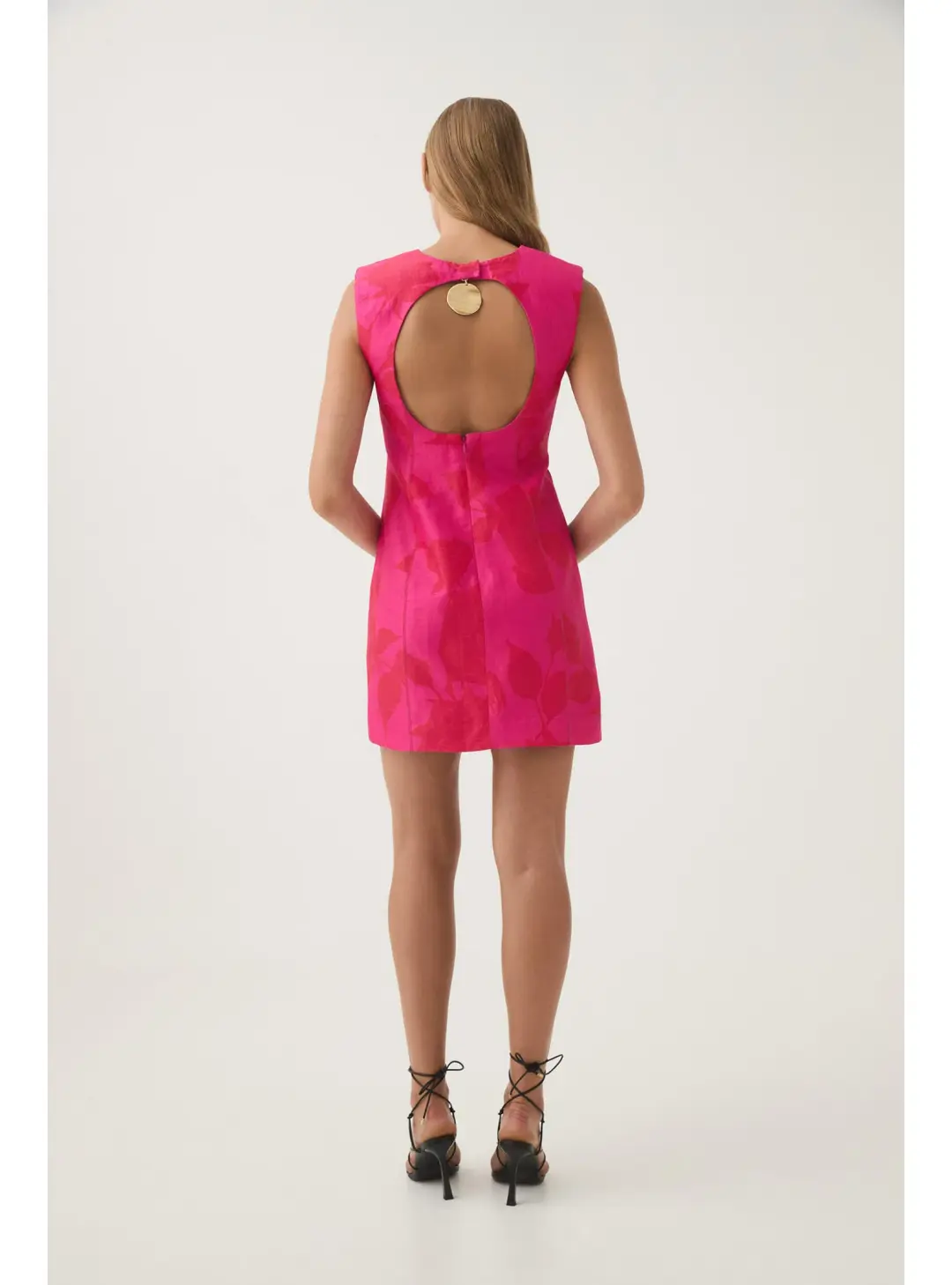 Aje Cove Pendant Mini Dress Florescent Rose Size AU 8 for rent on The Volte - main image