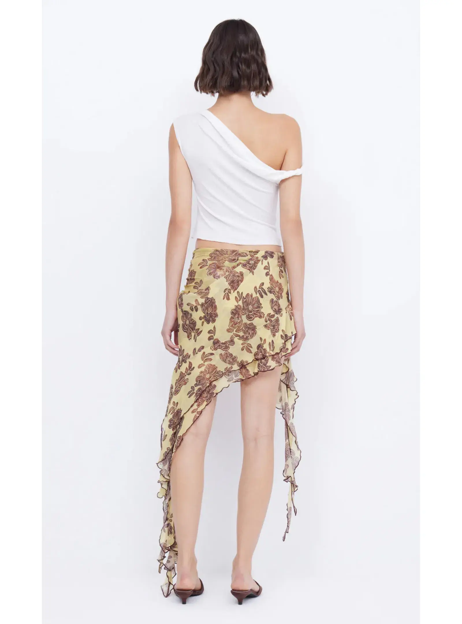 Bec & Bridge Set  Spiral Crush Top Citrus and Malibu Bay Frill Skirt Citrus Plum FLoral Size AU 10 - Image 4