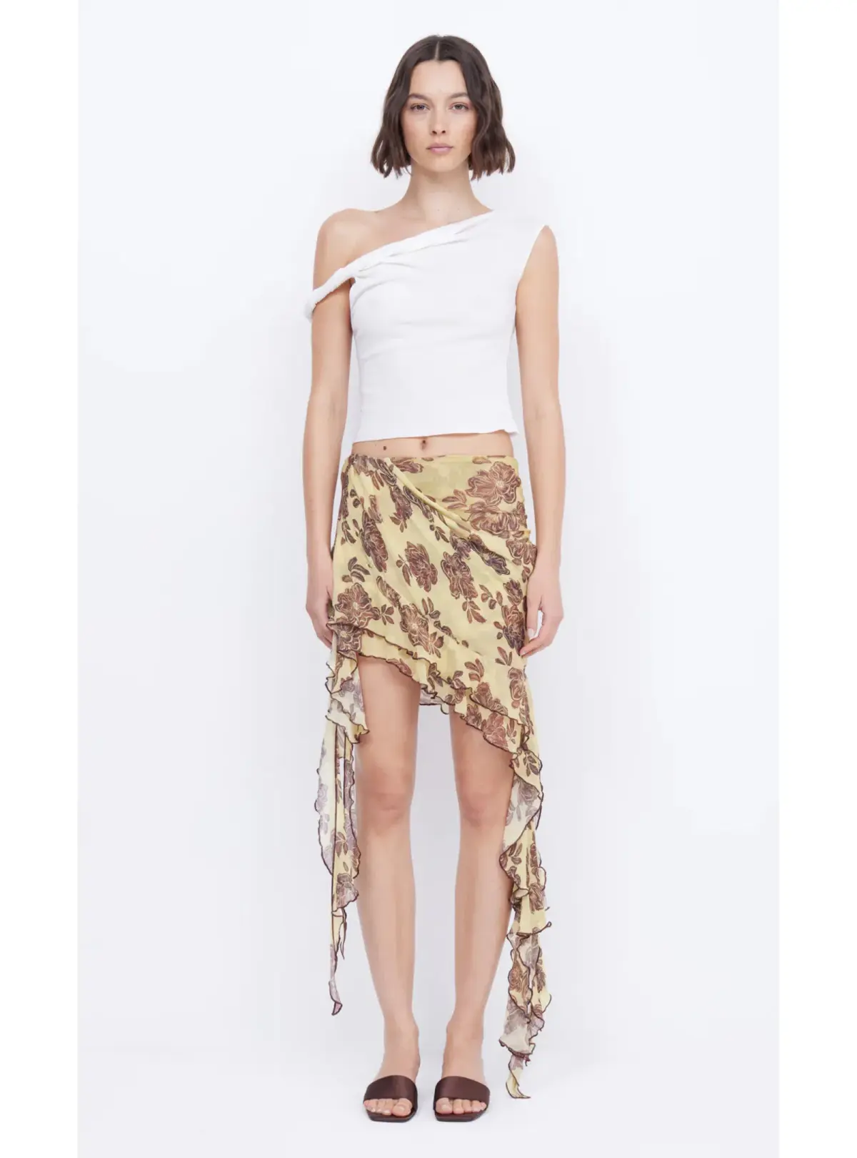 Bec & Bridge Set  Spiral Crush Top Citrus and Malibu Bay Frill Skirt Citrus Plum FLoral Size AU 10 - Image 3