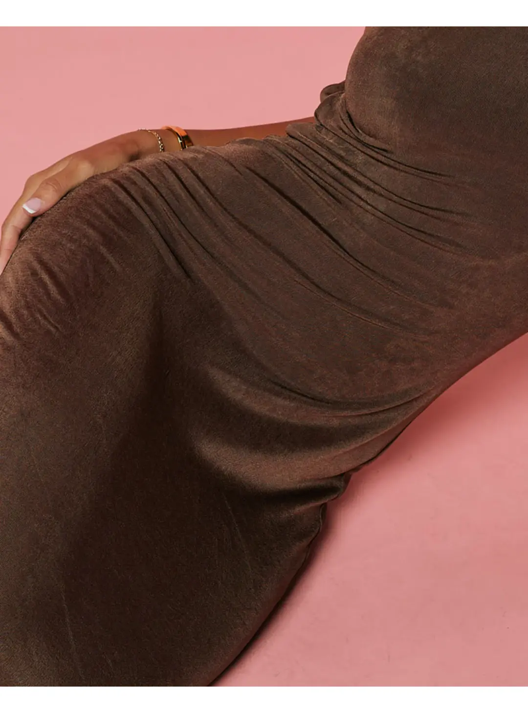 Isabelle Quinn Margot Asymmetrical Dress in Cocoa Size AU 10 for rent on The Volte - main image