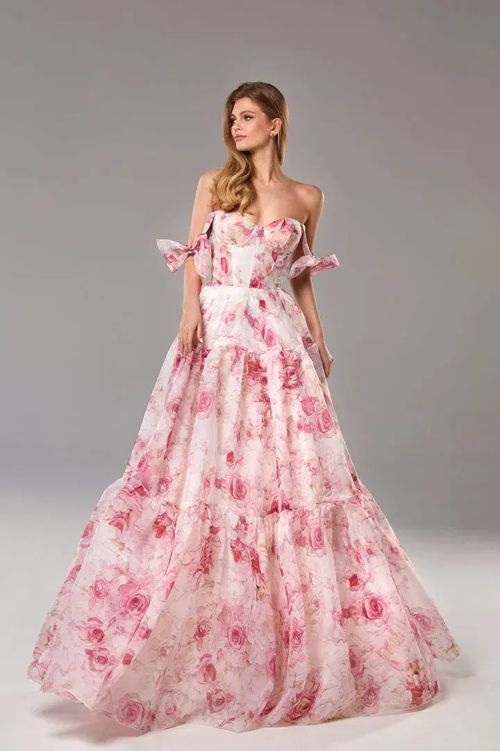 Milla Pink Peony Tenter Floral Maxi Tie-up Dress Floral Size 4  for rent on The Volte - main image