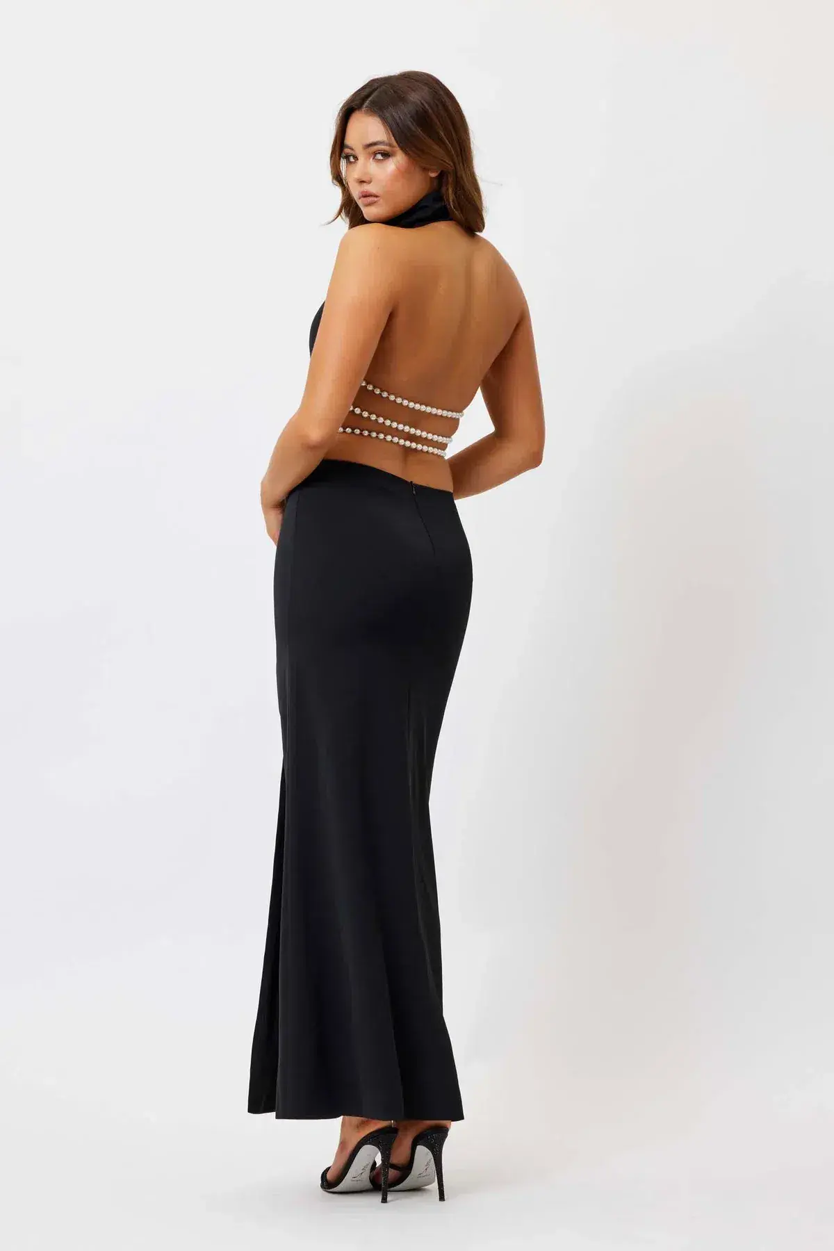 Bianca And Bridgett Sara Backless Pearl Maxi Dress Black Size 8  - Image 3