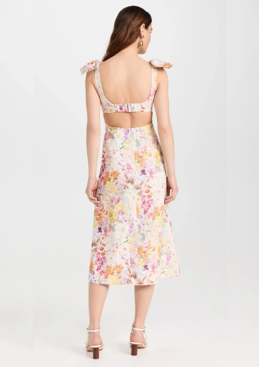 Zimmermann The Harmony Tie Shoulder Midi Dress in Kaleidoscope Garden Size 0 / AU 8 for rent on The Volte - main image