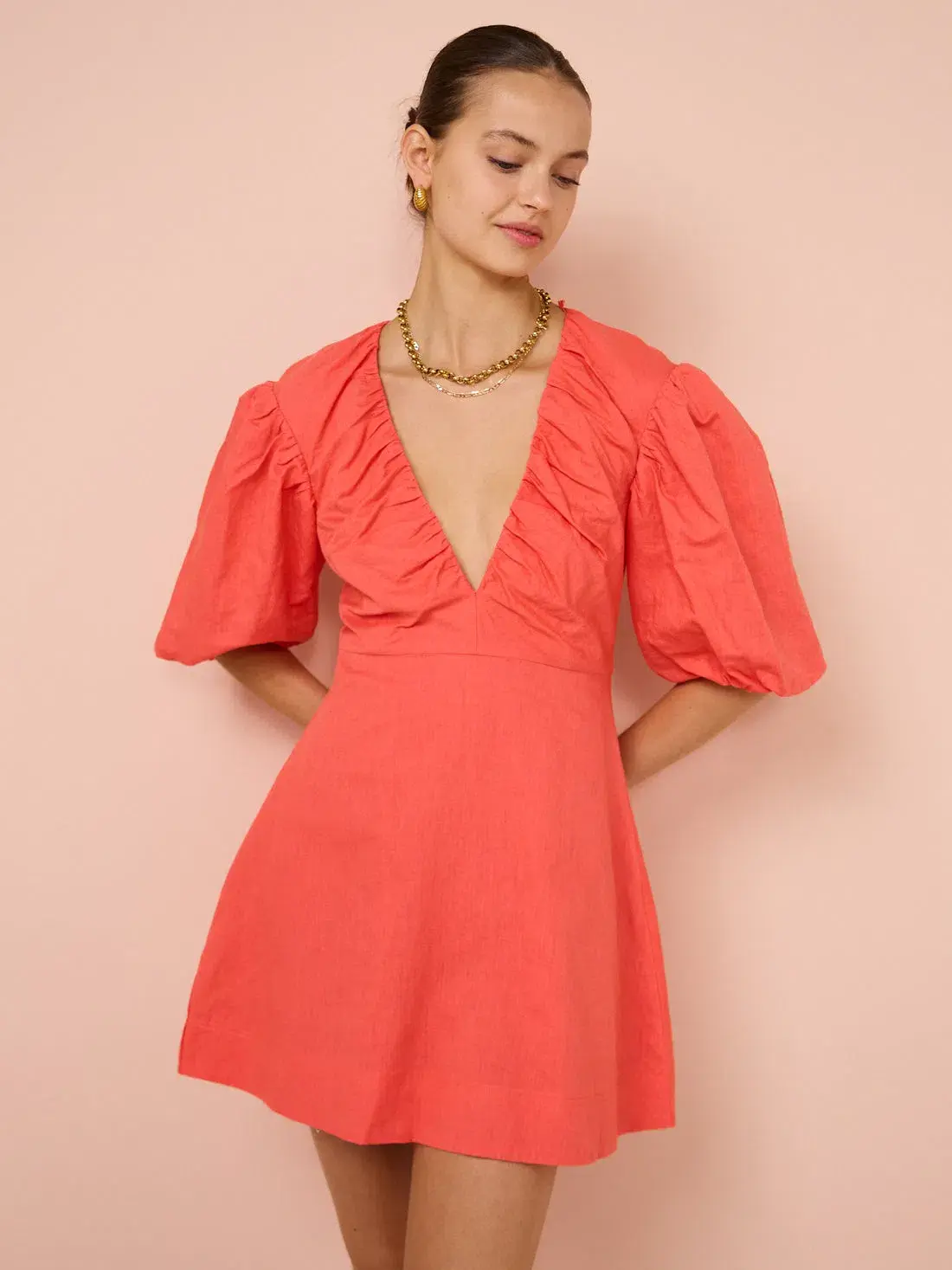 By Nicola Bolero Gathered Neckline Mini Dress In Raspberry Size 6  - Image 2