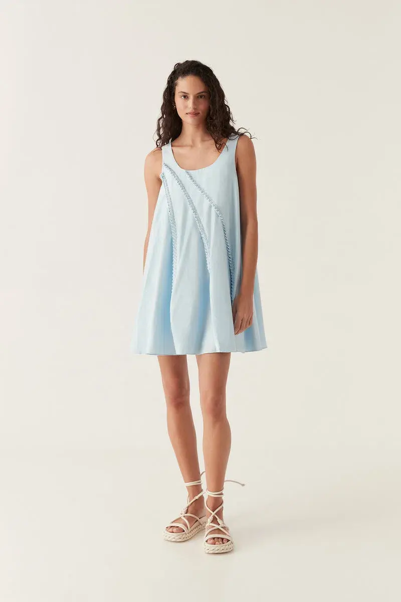 Aje Asta Whipstitch Mini Dress Pale Blue Size 8  - Image 1