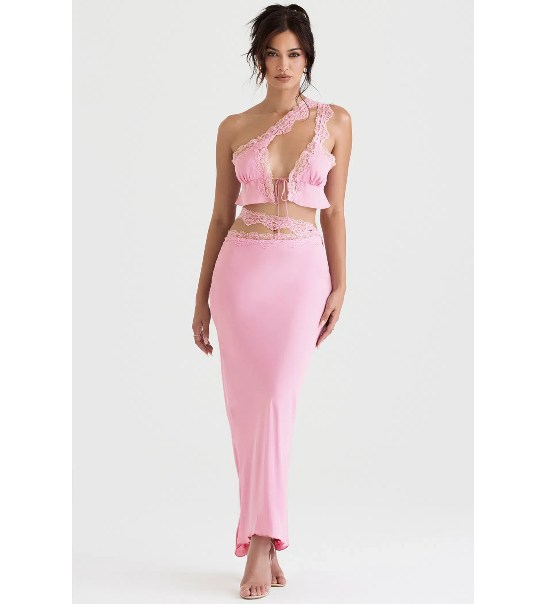 House of CB Lorena Cropped Top & Mathilda  Maxi Skirt Set Pink Size XS / AU 6 - Image 1