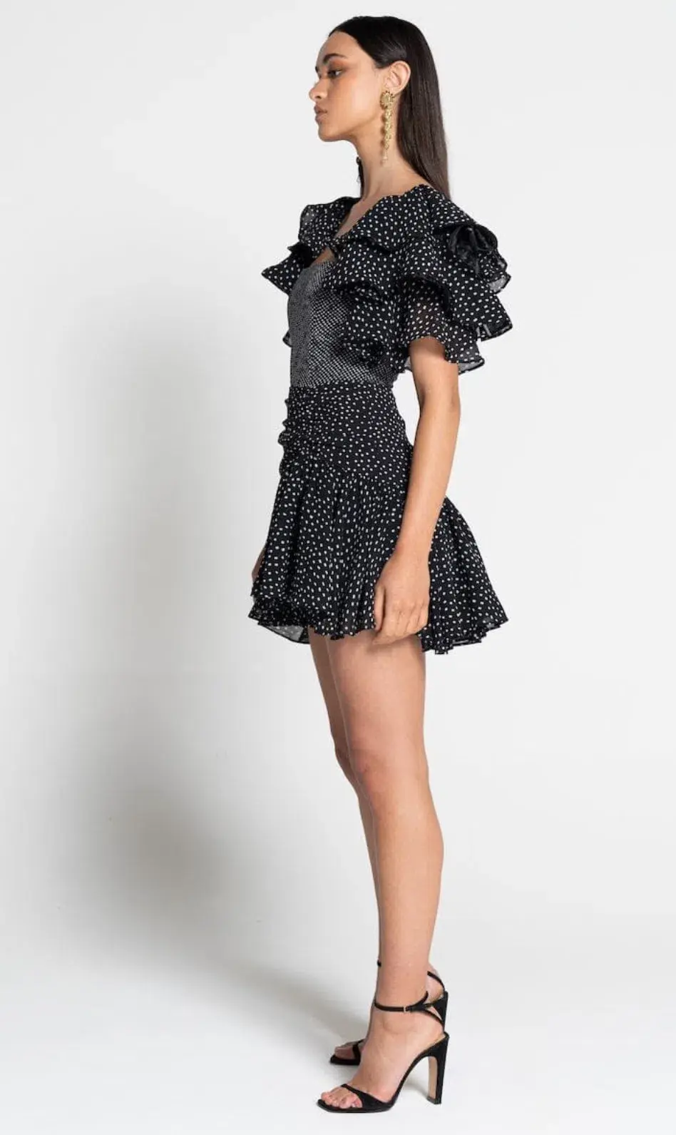 Sofia the Label Florence Polka Mini Dress Black Size 8  - Image 3