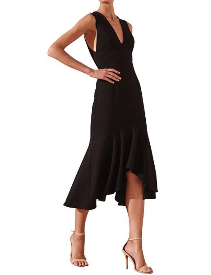 Black Shona Joy Midi Plunge Size 8 - Image 3