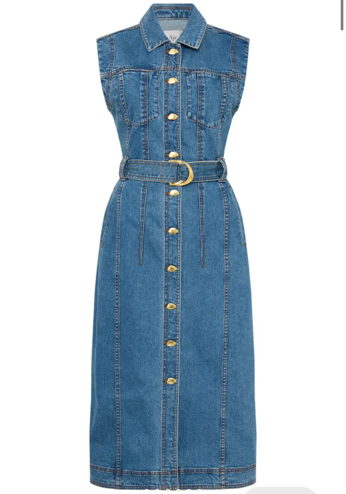 Aje Darcie Denim Midi Dress 90's Wash Size 16  - Image 3