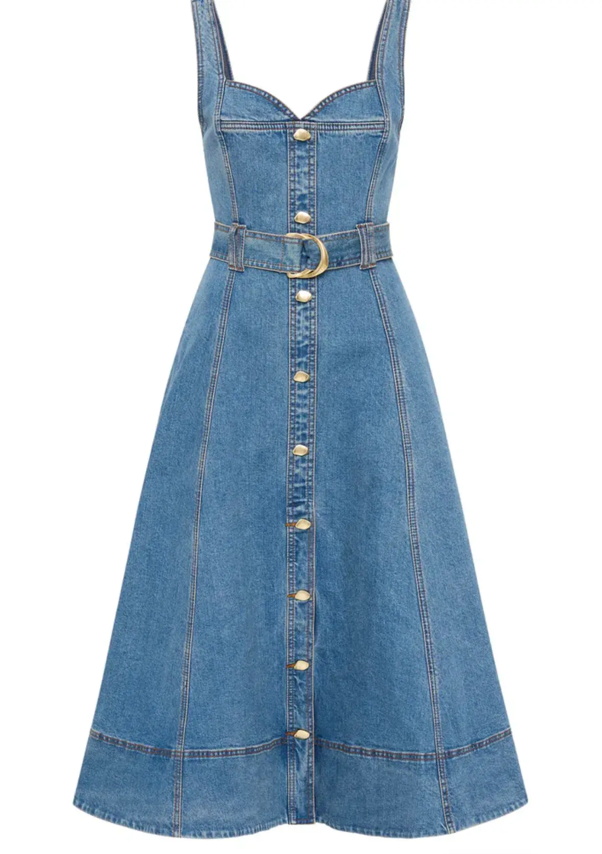 AJE Clay Denim Midi Dress 90's Wash Size 14  - Image 5