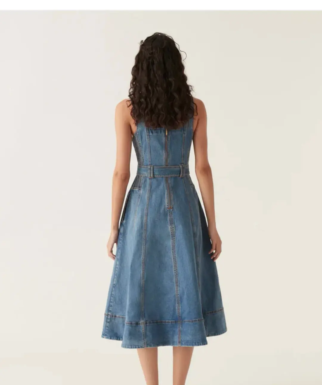 AJE Clay Denim Midi Dress 90's Wash Size 14  for rent on The Volte - main image