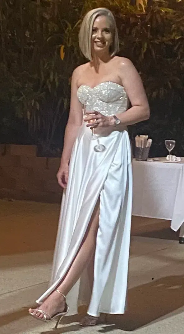 Jadore Penelope Gown Maxi Dress Ivory Size 6 - Image 3