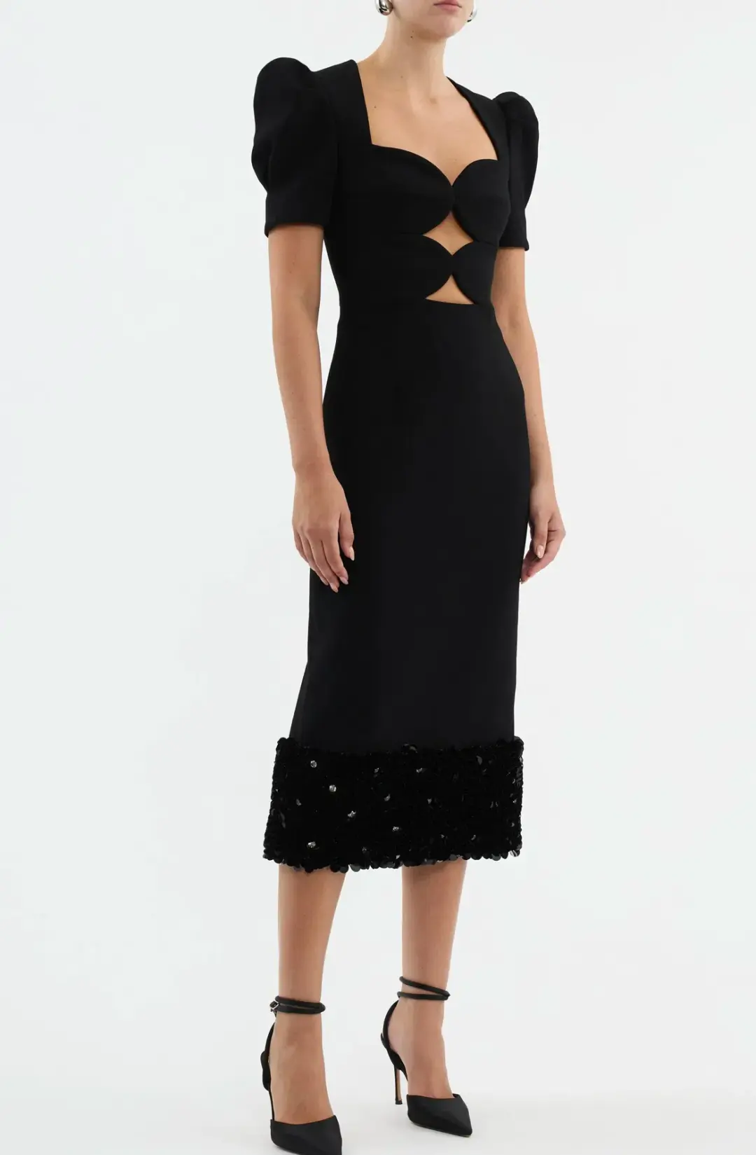 Rebecca Vallance Elaine Midi Dress Black Size 8 for rent on The Volte - main image