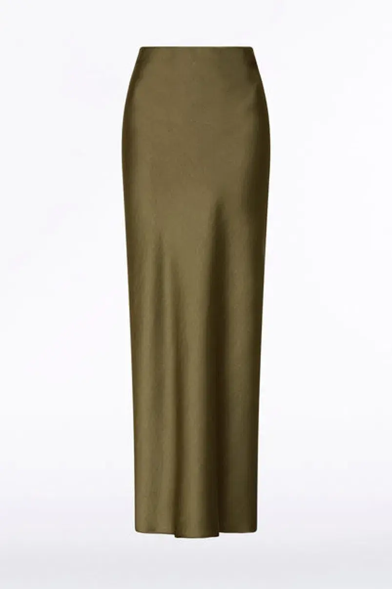 Carla Zampatti Ivy Stin Draped Halter Top and Satin Bias Skirt Set Green Size 10 for rent on The Volte - main image