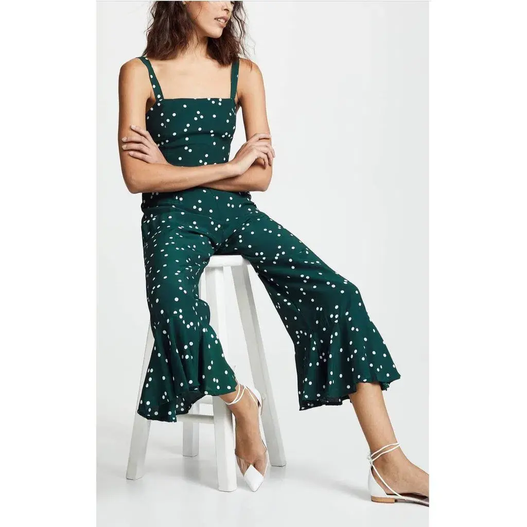Faithfull The Brand Lea Jumpsuit Green Print Size XS / AU 6 - Image 4