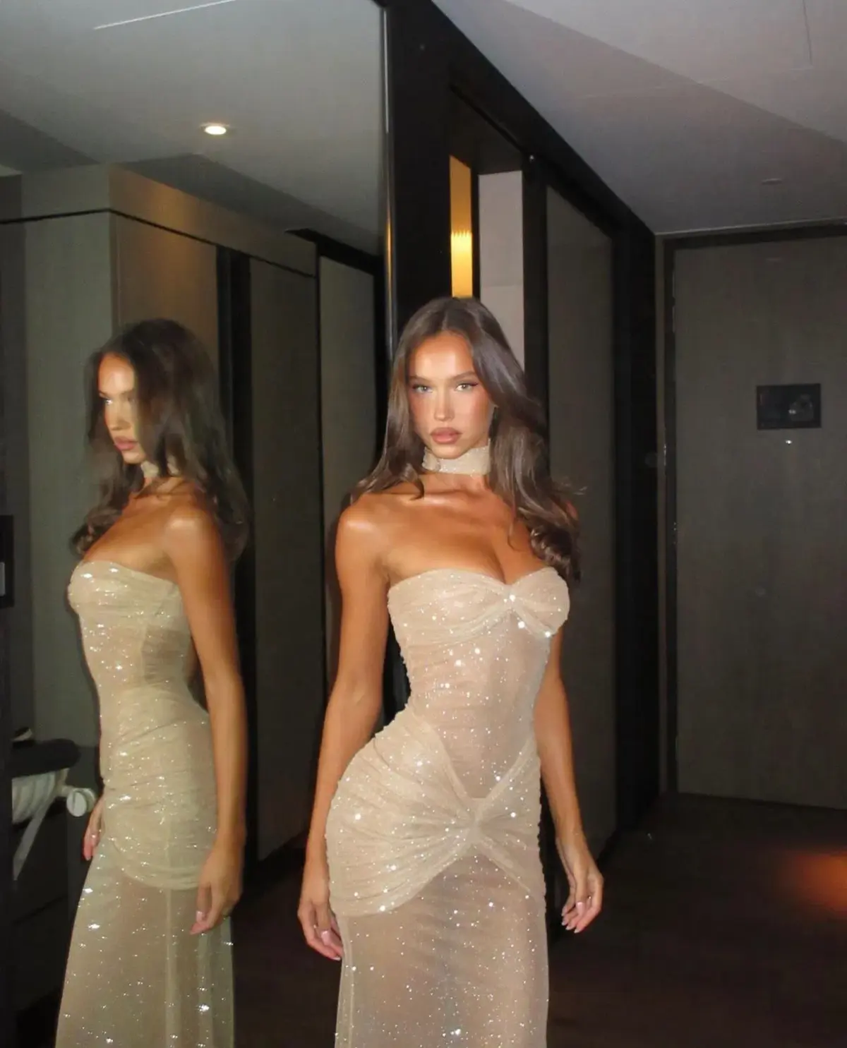 Mirror Palais Starlight Dress Beige Gold Size XS / AU 6 - Image 2