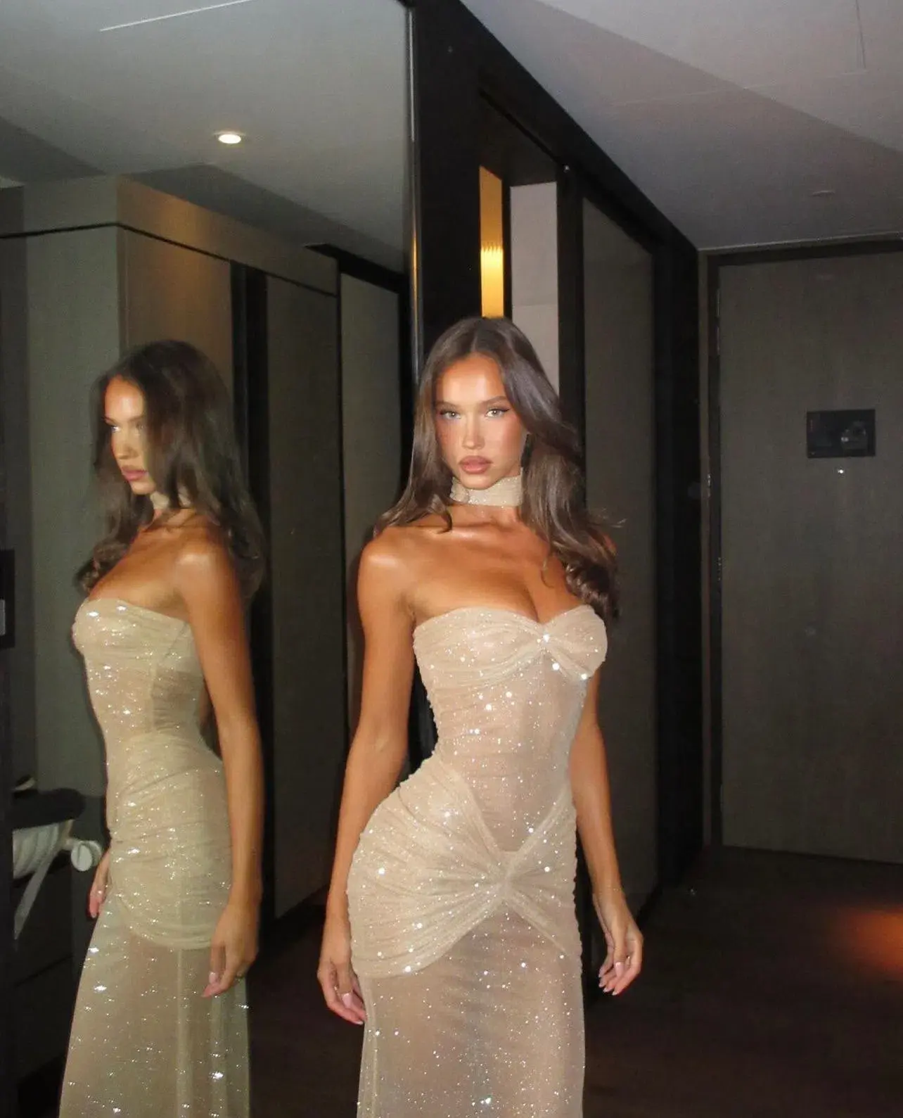 Mirror Palais Starlight Dress Beige Gold Size XS / AU 6 - Image 2