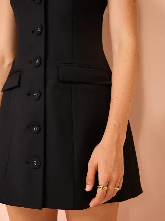 Anna Quan Sofia Mini Dress Black Size 12 - Image 4