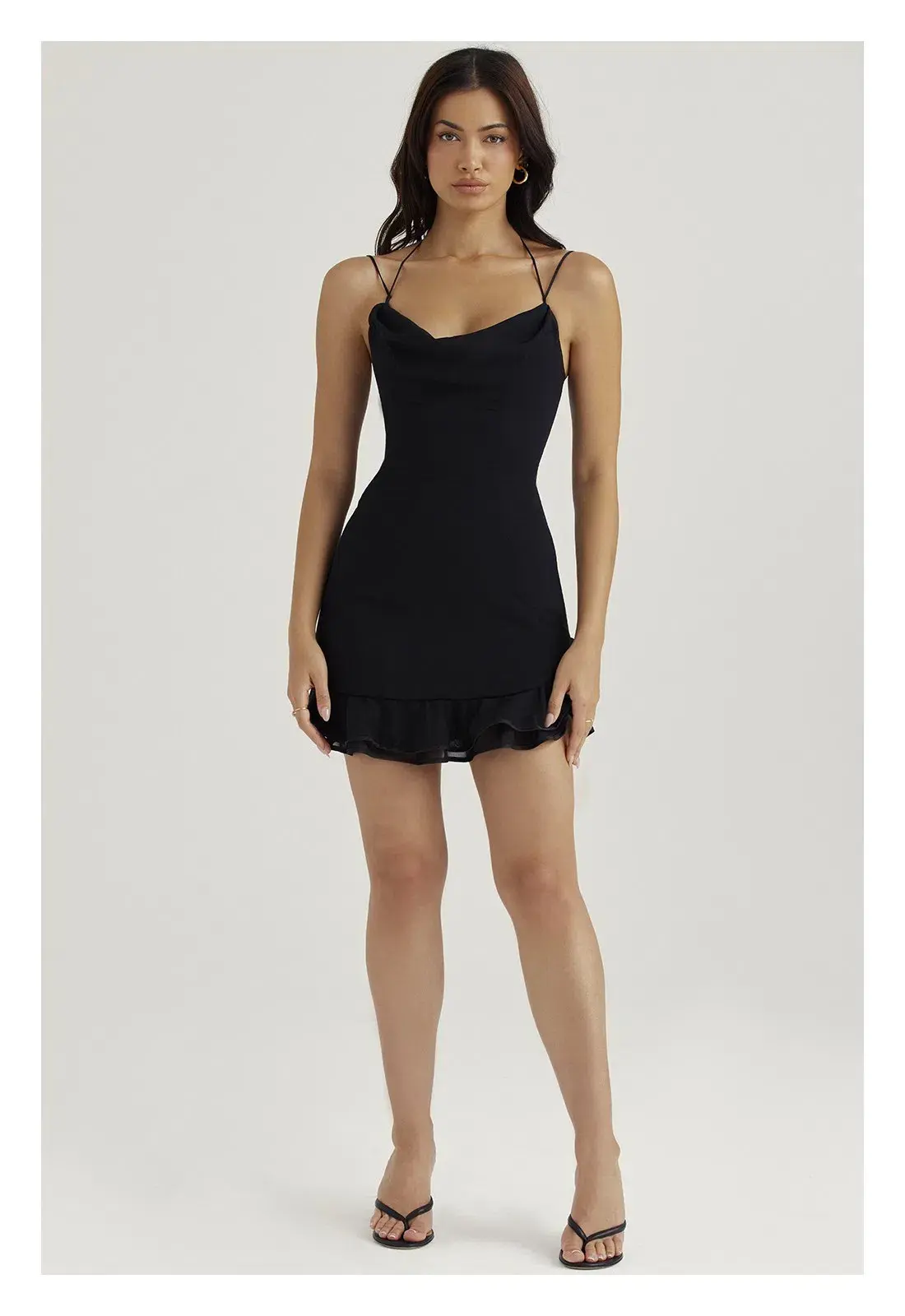 House of CB Rossella Ruffle Mini Dress Black Size XS/ AU 6 - Image 1