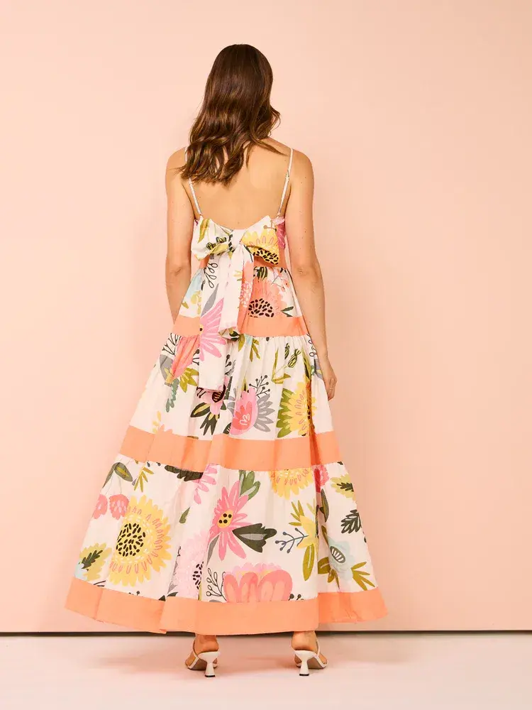 By Nicola Monet Tiered Maxi Dress In Potpourri/Melon Size 10 - Image 6