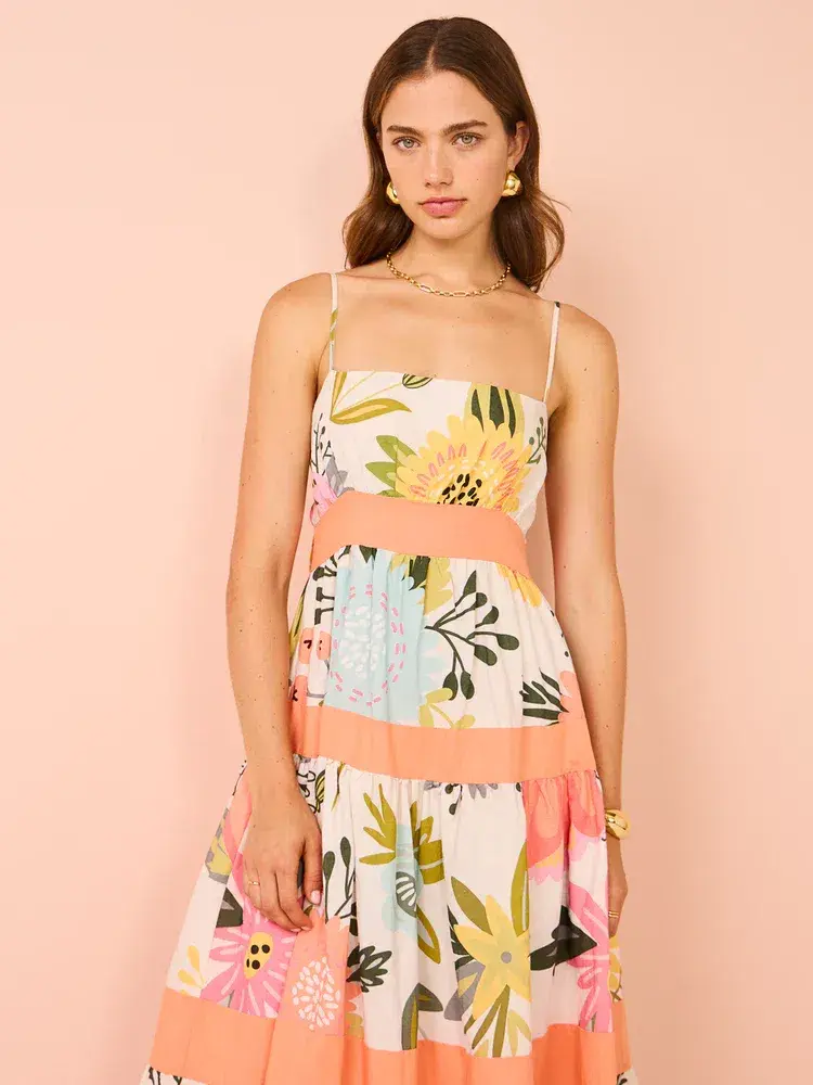 By Nicola Monet Tiered Maxi Dress In Potpourri/Melon Size 10 - Image 4
