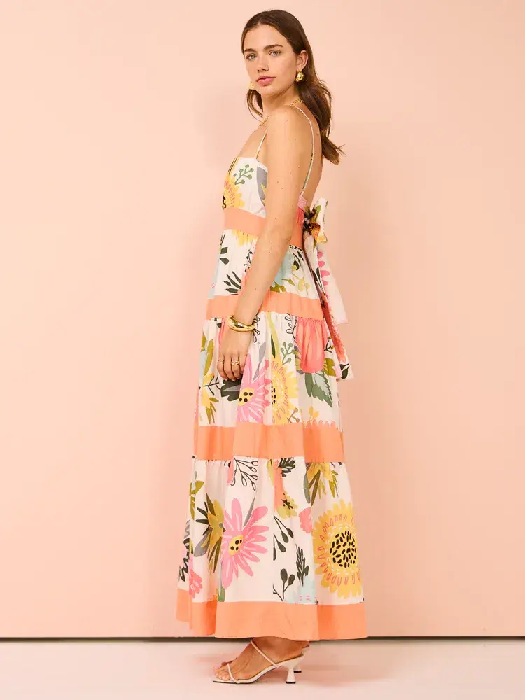 By Nicola Monet Tiered Maxi Dress In Potpourri/Melon Size 10 - Image 3