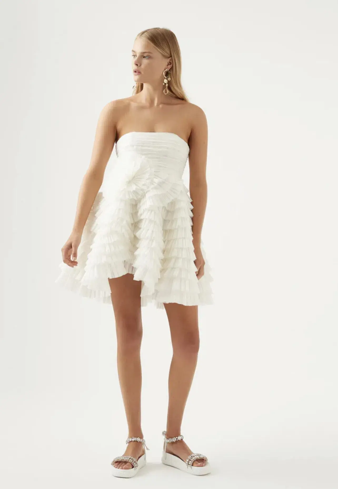 Aje Expressive Pleated Mini Dress White Size 8 - Image 3