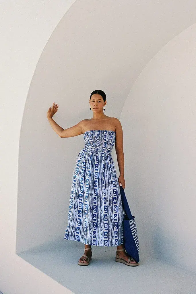 Faithfull The Brand Musee Midi Dress in Pacific Print Size 12 - Image 2