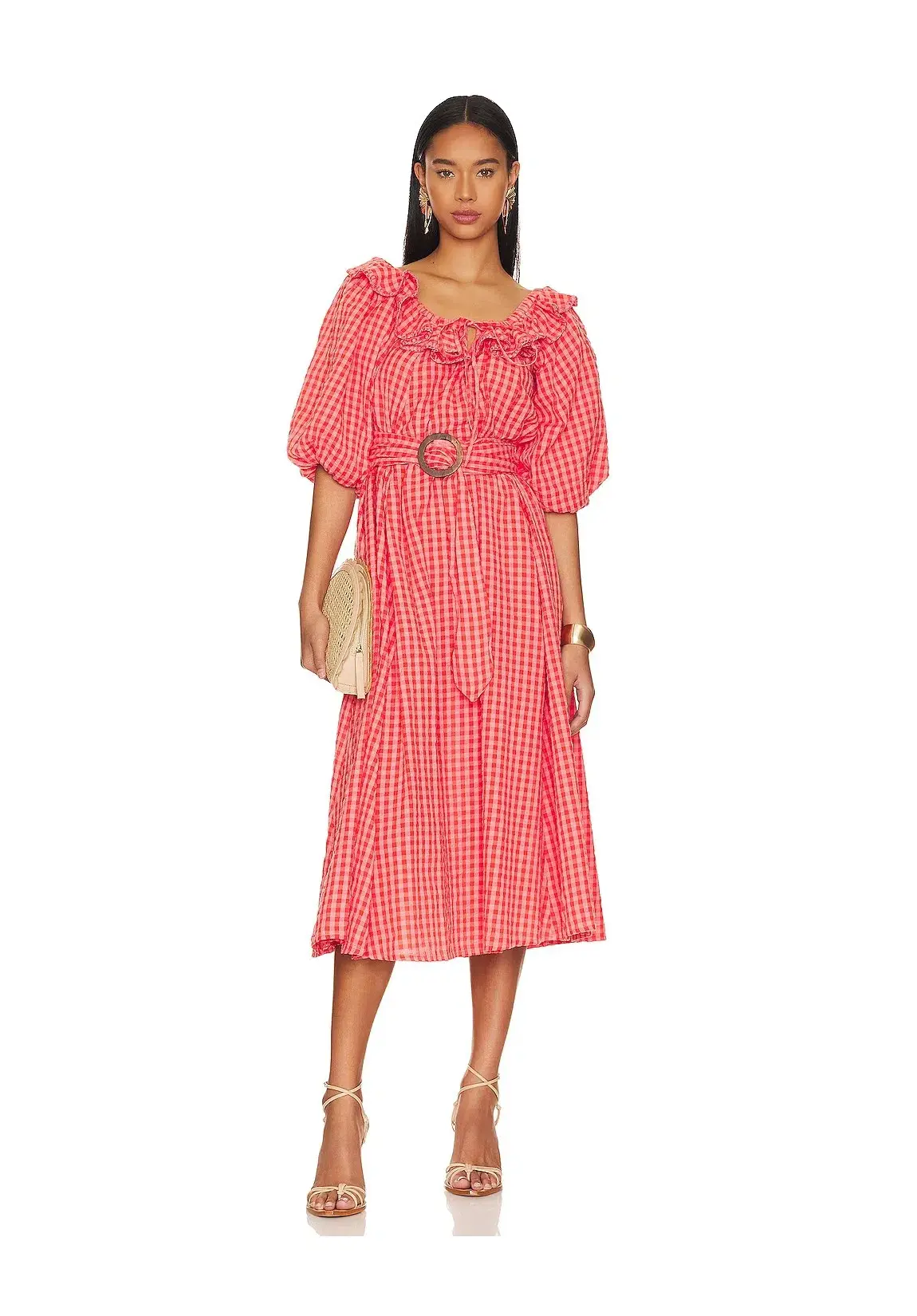 Spell Strawberry Fields Midi Dress Pink Size L/ AU 12 - Image 1